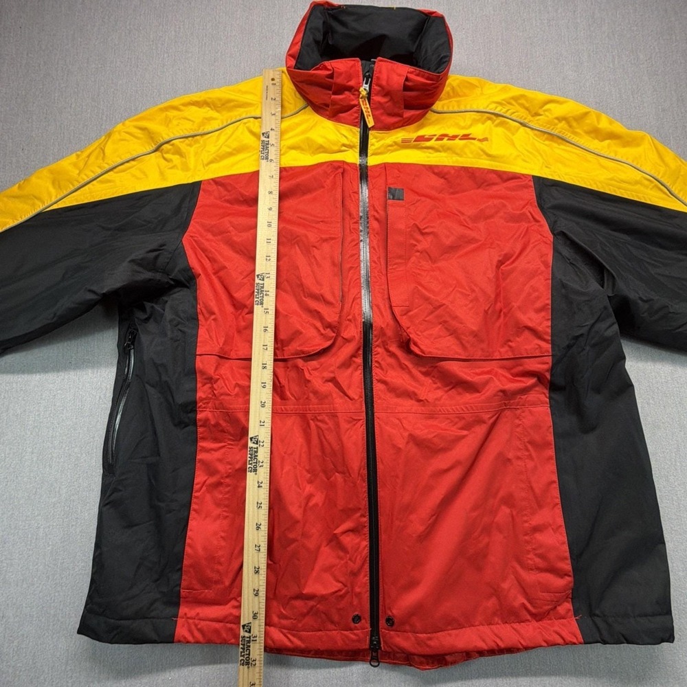 VTG 90s DHL Service Wind Breaker Jacket Men's 2XL Removable Hood Reflective - Picture 4 of 6